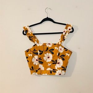 Flowery Structured Crop Top